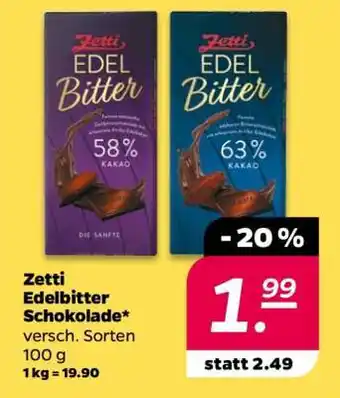 NETTO Zetti Edelbitter Schokolade Angebot