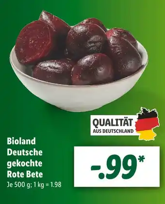 Lidl Bioland gekochte rote bete Angebot