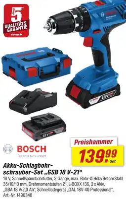 toom Baumarkt BOSCH Akku-Schlagbohrschrauber-Set „GSB 18 V-21" Angebot