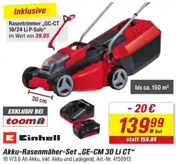 toom Baumarkt Einhell Akku-Rasenmäher-Set ,,GE-CM 30 Li CT" Angebot