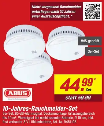 toom Baumarkt ABUS 10-Jahres Rauchmelder-Set Angebot