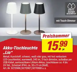 toom Baumarkt Akku-Tischleuchte Lio Angebot