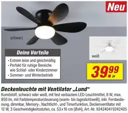 toom Baumarkt Deckenleuchte mit Ventilator „Lund" Angebot