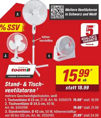 toom Baumarkt Stand- & Tischventilatoren Angebot