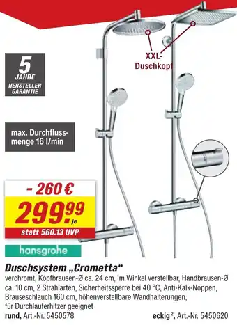 toom Baumarkt Hansgrohe Duschsystem ,,Crometta" Angebot