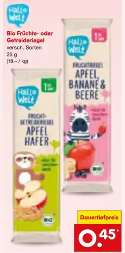 Netto Marken-Discount Hallo Welt Bio Früchte- oder Getreideriegel Angebot