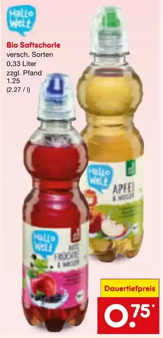 Netto Marken-Discount Hallo Welt Bio Saftschorle Angebot