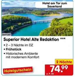 Netto Marken-Discount Hotel am Tor zum Sauerland Superior Hotel Alte Redaktion Angebot