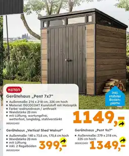 Globus Baumarkt Keter gerätehaus pent 7x7 Angebot