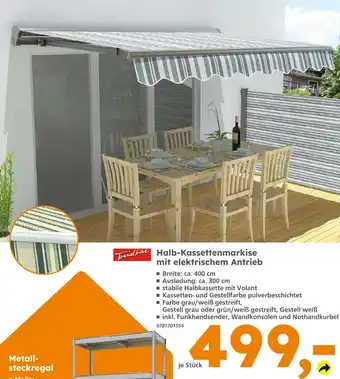 Globus Baumarkt Trendline halb-kassettenmarkise mit elektrischem antrieb Angebot