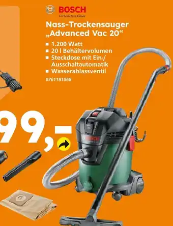 Globus Baumarkt Bosch nass-trockensauger advanced vac 20 Angebot