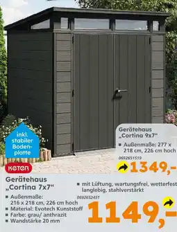 Globus Baumarkt Keter gerätehaus cortina 7x7 Angebot