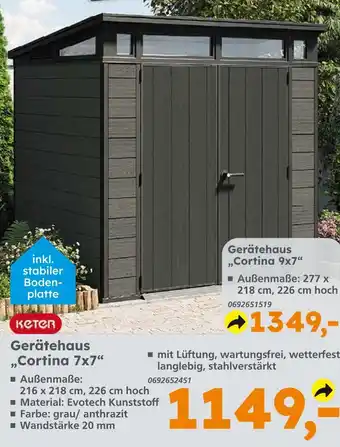 Globus Baumarkt Keter gerätehaus cortina 7x7 Angebot