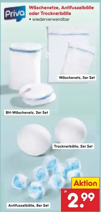 Netto Marken-Discount Priva Wäschenetze, Antifusselbälle oder Trocknerbälle Angebot