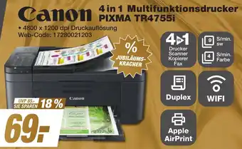 K+B Expert Canon 4 in 1 Multifunktionsdrucker PIXMA TR4755i Angebot