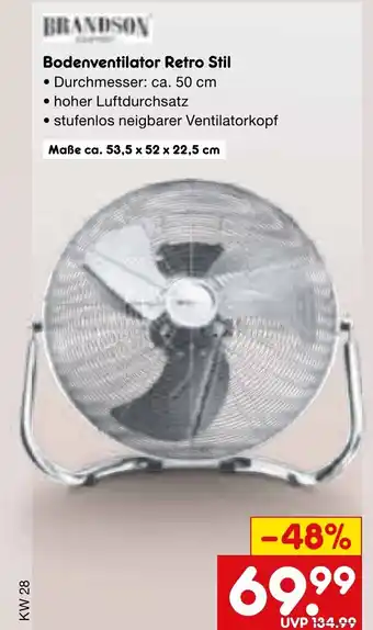Netto Marken-Discount BRANDSON Bodenventilator Retro Stil Angebot