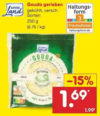 Netto Marken-Discount GUTES Land Gouda gerieben Angebot