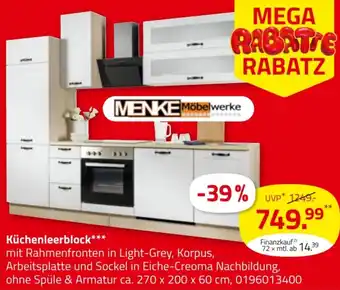 ROLLER MENKE Möbelwerke Küchenleerblock Angebot