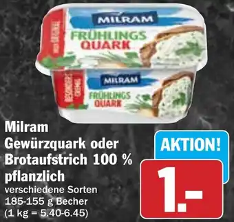 Hit Milram Gewürzquark oder Brotaufstrich 100 % pflanzlich Angebot