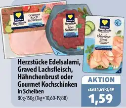 Aktiv Irma EDEKA Herzstücke Edelsalami, Graved Lachsfleisch, Hähnchenbrust oder Gourmet Kochschinken in Scheiben Angebot