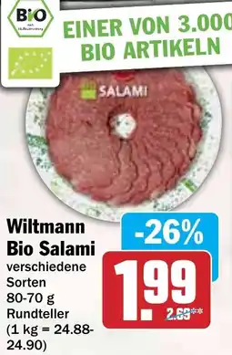 Hit Wiltmann Bio Salami Angebot