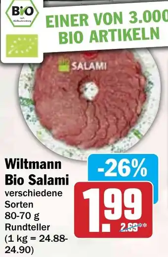 Hit Wiltmann Bio Salami Angebot