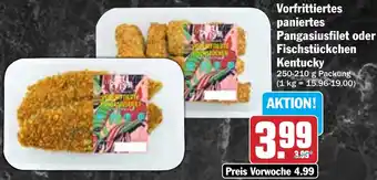 Hit Vorfrittiertes paniertes Pangasiusfilet oder Fischstückchen Kentucky Angebot