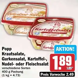 Hit Popp Krautsalate, Gurkensalat, Kartoffel-, Nudel- oder Fleischsalat Angebot