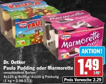 Hit Dr. Oetker Paula Pudding oder Marmorette Angebot
