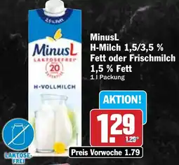 Hit Minus H-Milch oder Frischmilch Angebot