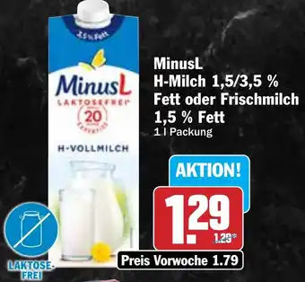 Hit Minus H-Milch oder Frischmilch Angebot