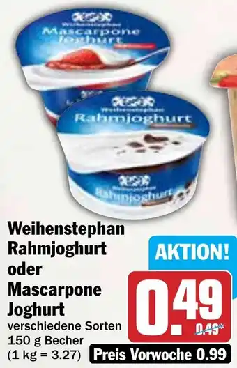 HIT Weihenstephan Rahmjoghurt oder Mascarpone Joghurt Angebot