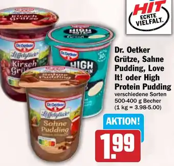 Hit Dr. Oetker Grütze, Sahne Pudding, Love It! oder High Protein Pudding Angebot