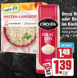 Hit Oryza Reis lose oder Reis-fit Reis im Kochbeutel Angebot