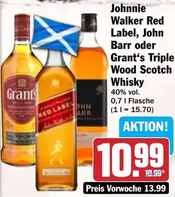 Hit Johnnie Walker Red Label, John Barr oder Grant's Triple Wood Scotch Whisky Angebot