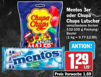 HIT Mentos 3er oder Chupa Chups Lutscher Angebot