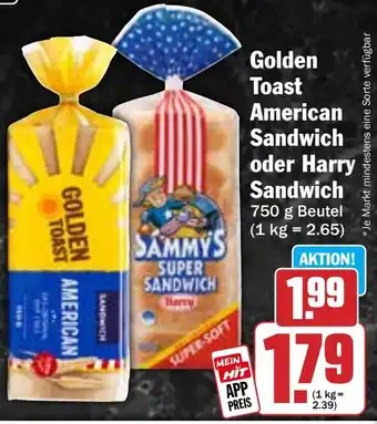 Hit Golden Toast American Sandwich oder Harry Sandwich Angebot