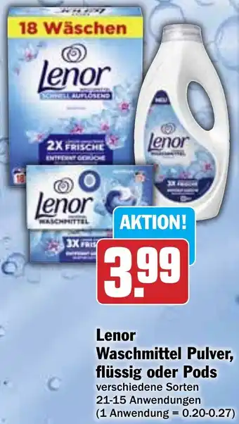 Hit Lenor Waschmittel Pulver, flüssig oder Pods Angebot