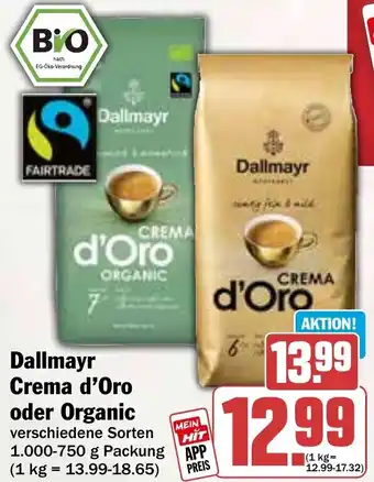 Hit Dallmayr Crema d'Oro oder Organic Angebot