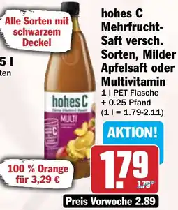Hit hohes C Mehrfrucht Saft versch. Sorten, Milder Apfelsaft oder Multivitamin Angebot