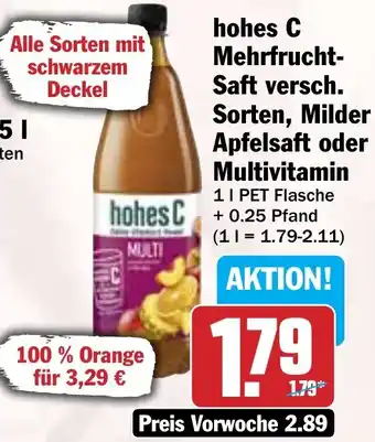 HIT hohes C Mehrfrucht Saft versch. Sorten, Milder Apfelsaft oder Multivitamin Angebot