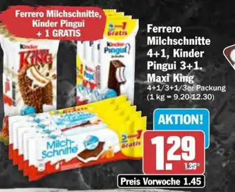 AEZ Ferrero Milchschnitte , Kinder Pingui Maxi King Angebot