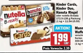 AEZ Kinder Cards, Kinder Duo, Hanuta Riegel Angebot