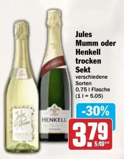 AEZ Jules Mumm oder Henkell trocken Sekt Angebot
