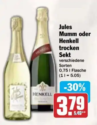 AEZ Jules Mumm oder Henkell trocken Sekt Angebot