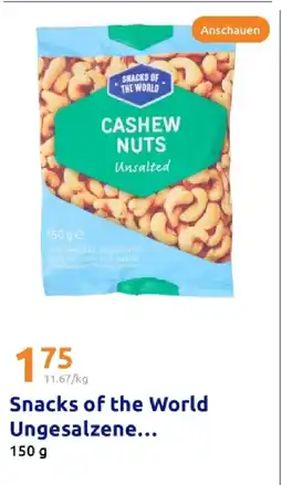 Action Snacks of the world cashew nuts unsalted Angebot