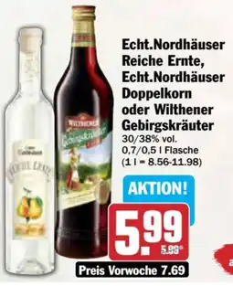 AEZ Echt.Nordhäuser Reiche Ernte, Echt.Nordhäuser Doppelkorn oder Wilthener Gebirgskräuter Angebot