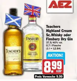 AEZ Teachers Highland Cream Sc.Whisky oder Finsbury Dry Gin Angebot