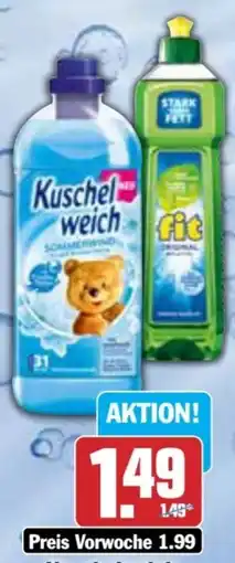 AEZ Kuschelweich Weichspüler oder fit Handgeschirrspülmittel Angebot