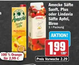 AEZ Amecke Säfte Sanft, Plus oder Lindavia Säfte Apfel, Birne Angebot
